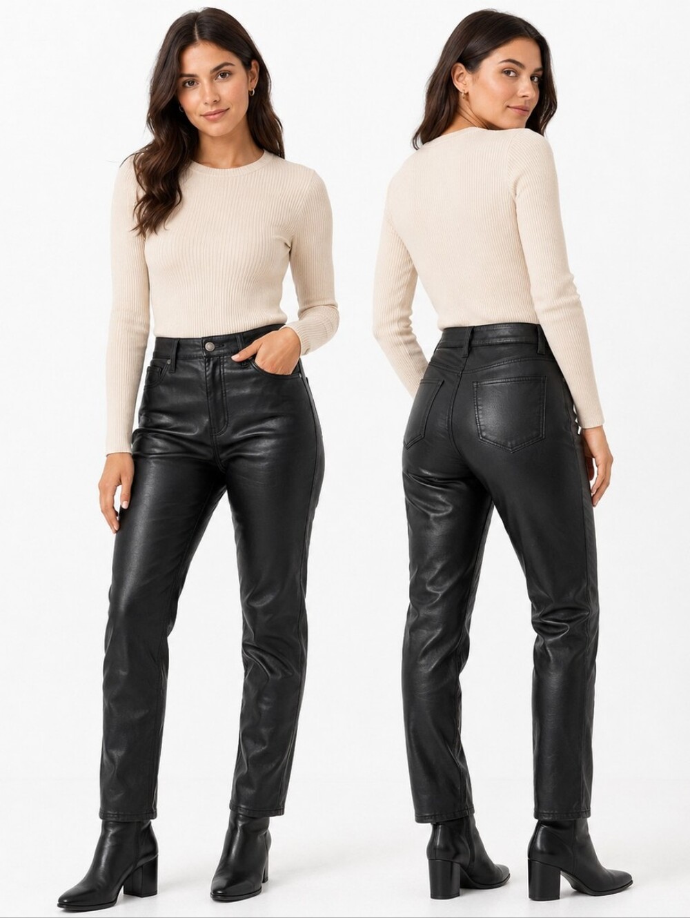 Gap Vintage Slim High Rise Faux Leather Pants Size 2 Black Y2K Moto Chic Edgy Mi